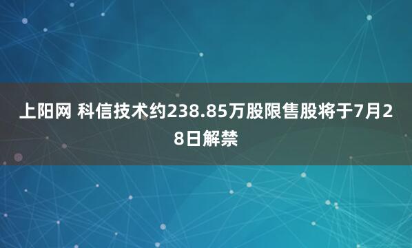 上阳网 科信技术约238.85万股限售股将于7月28日解禁